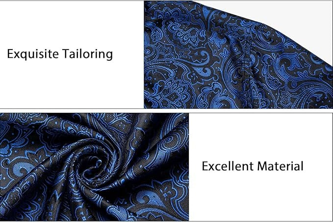Men's Silk Paisley Dress Shirts,Blue