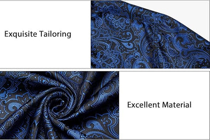 Men's Silk Paisley Dress Shirts,Blue
