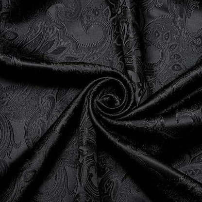 Men's Silk Paisley Dress Shirts,Paisley Black