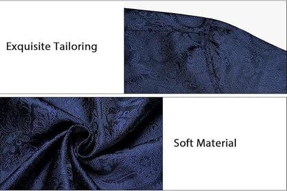 Men's Silk Paisley Dress Shirts,Blue Paisley