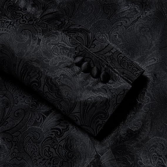Men's Blazer One Button Shawl Lapel Tuxedo,Black Paisley