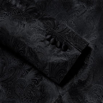 Men's Blazer One Button Shawl Lapel Tuxedo,Black Paisley
