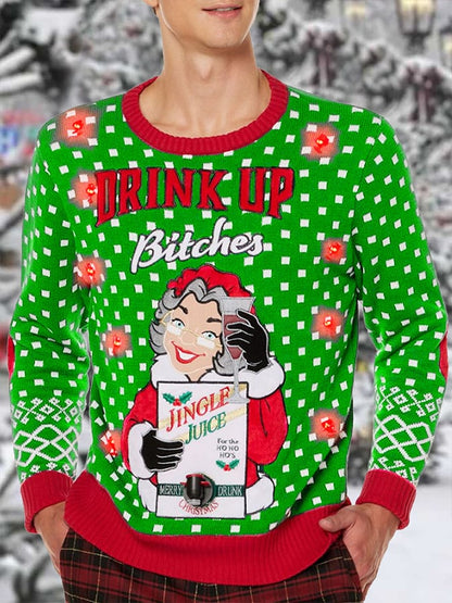 Men's Drink Up Bitches Christmas Printed Sweater