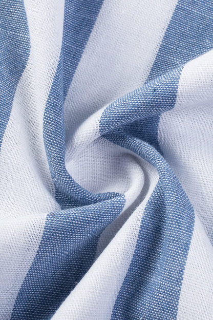 JMIERR Men's Casual Stylish Short Sleeve Button-Up Striped Dress Shirts Cotton Shirt