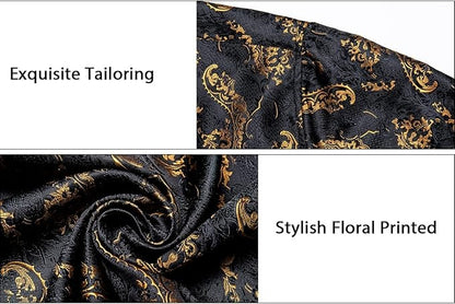 Men's Silk Paisley Dress Shirts,Black Gold