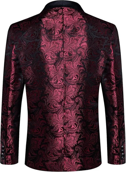 Men's Blazer One Button Shawl Lapel Tuxedo,Red