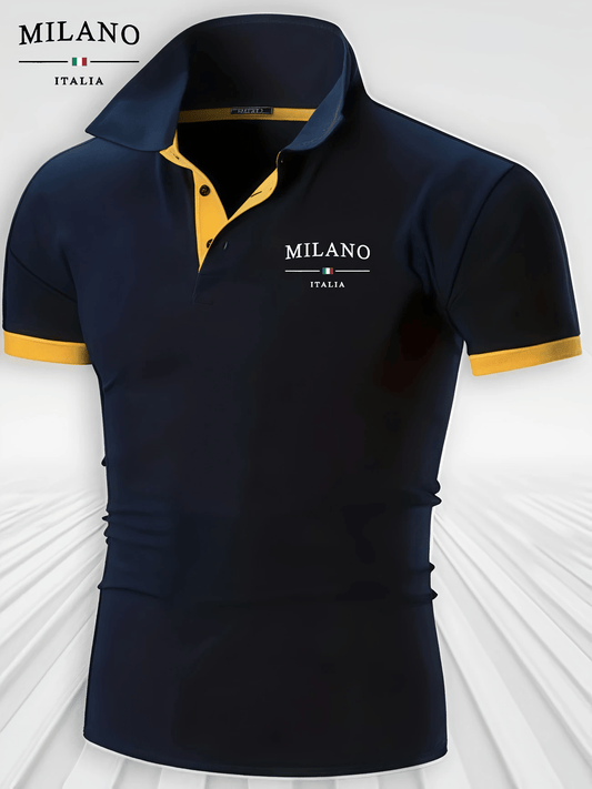 Men's Business Logo Button-Down Short Sleeve Polo Shirt