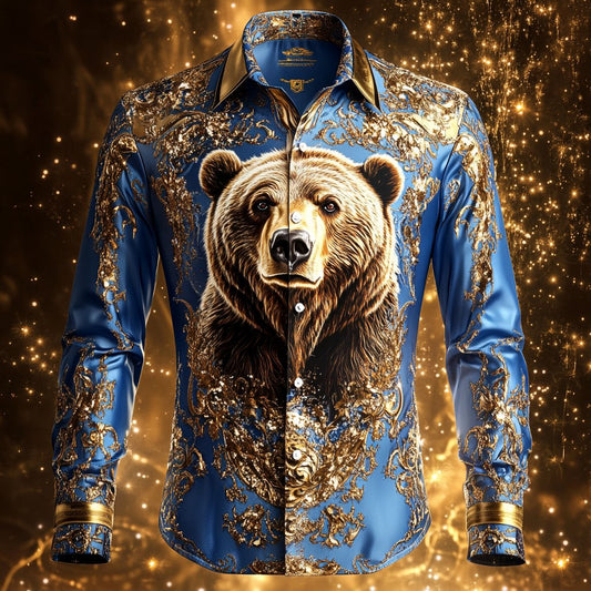 Men's Luxury Long-sleeved Shirt with Beast Print