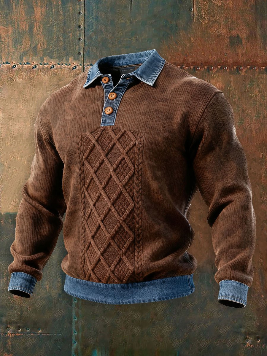 Men's textured paneled knit top