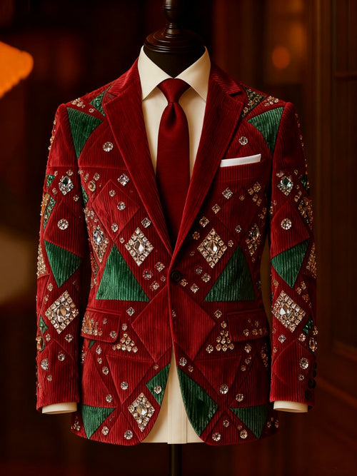 Men's Luxury Business Geometric Lapel Suit Jacket