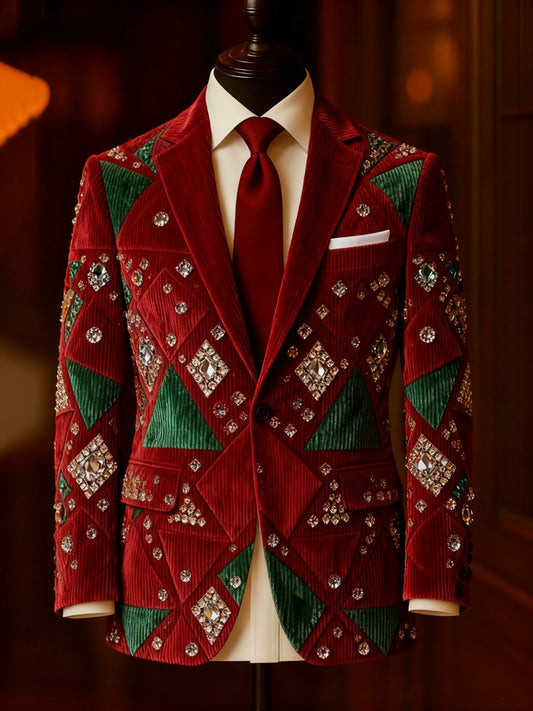 Men's Luxury Business Geometric Lapel Suit Jacket