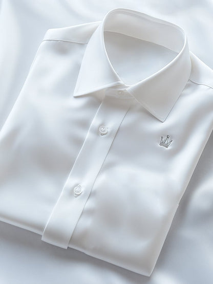 Men's Luxury Business Casual Crown Logo Lapel Short Sleeve Shirt