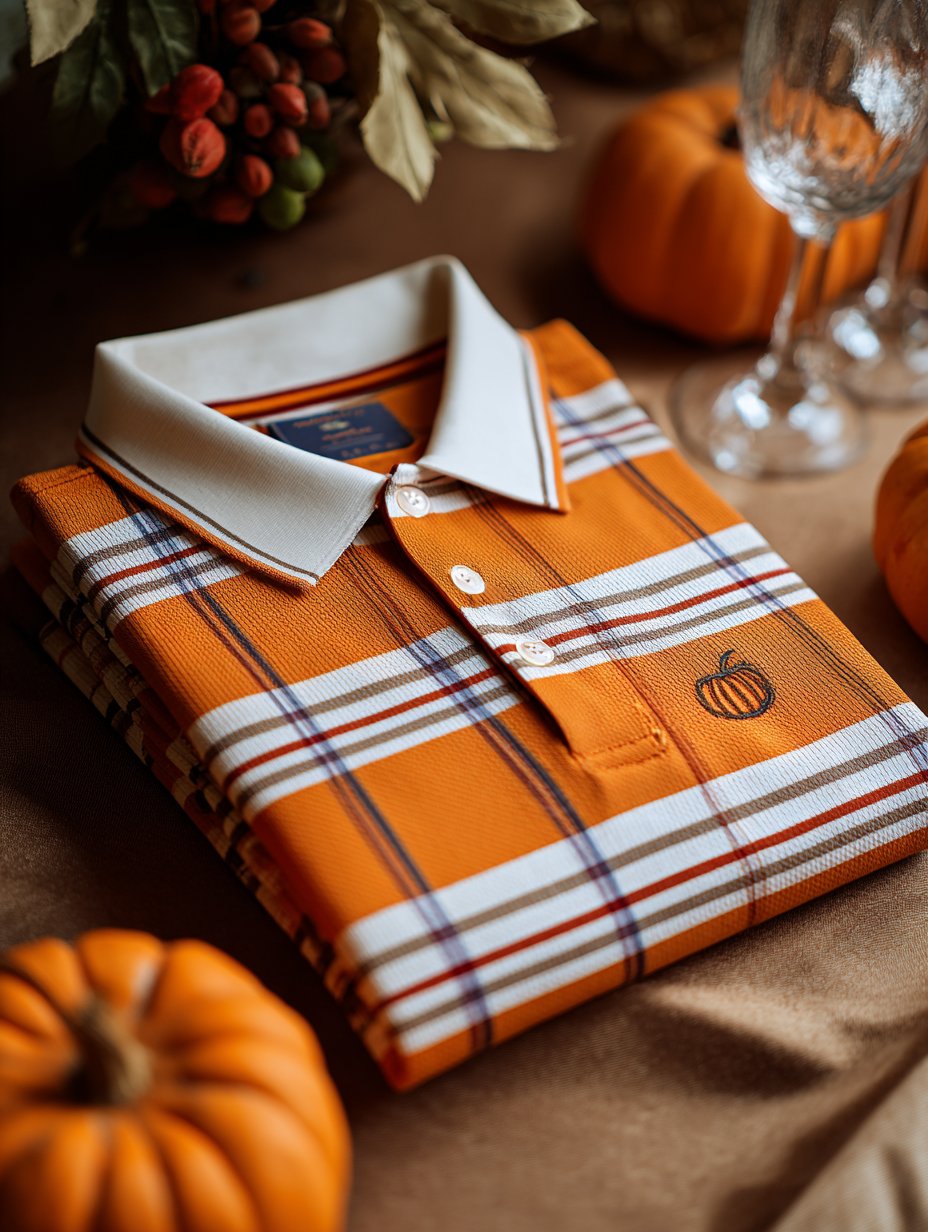 Men's Holiday Check Casual Short Sleeve Polo Shirt