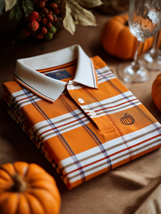 Men's Holiday Check Casual Short Sleeve Polo Shirt