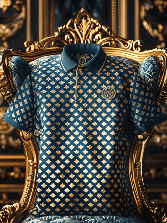 Men's Business Casual Logo Button Short Sleeve Polo Shirt
