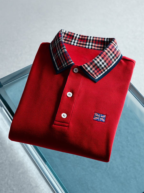 Men's Business Casual Union Jack Button Short Sleeve Polo Shirt