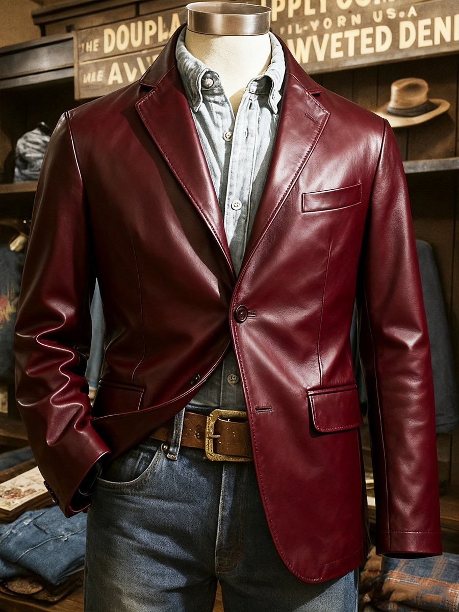 Men's Christmas Lapel Leather Jacket