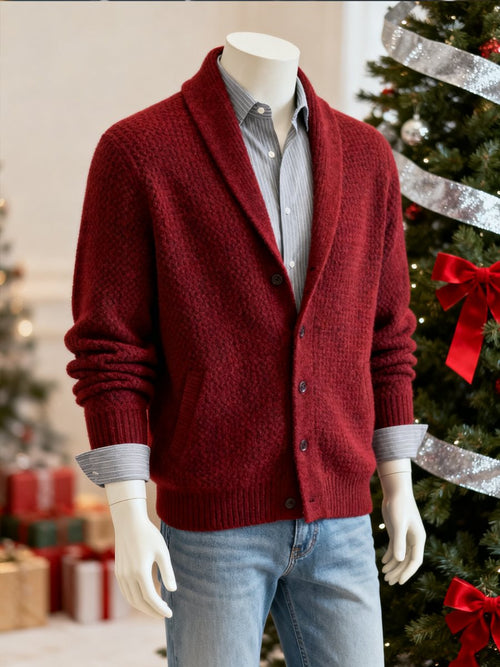 Men's fashionable retro knitted cardigan