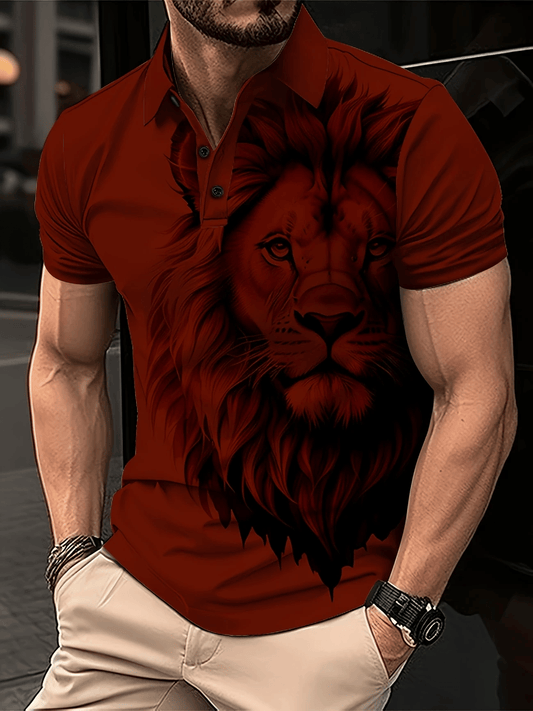 Men's Business Casual Logo Button Short Sleeve Polo Shirt