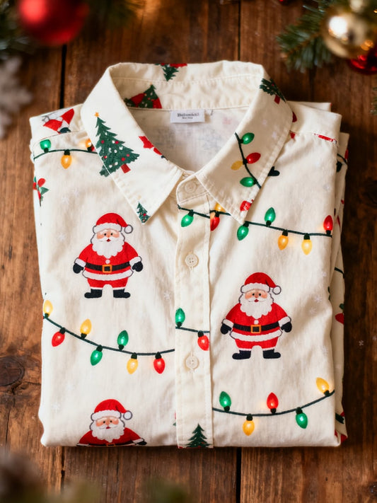 Men's  Christmas Long Sleeve Button-Down Shirt
