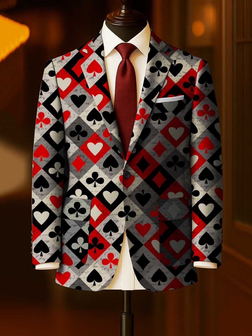 Men's Business Casual Large Pocket Print Blazers