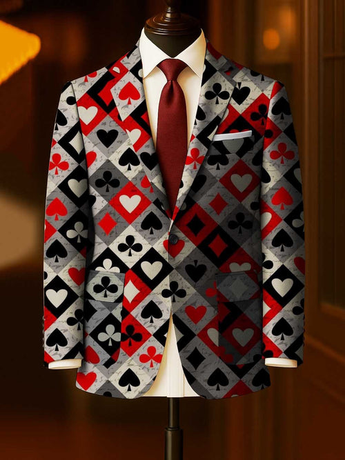 Men's Business Casual Large Pocket Print Blazers