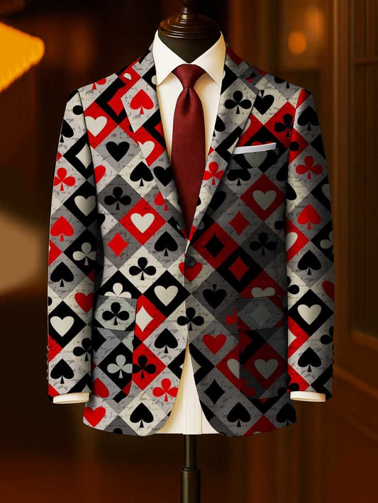 Men's Business Casual Large Pocket Print Blazers