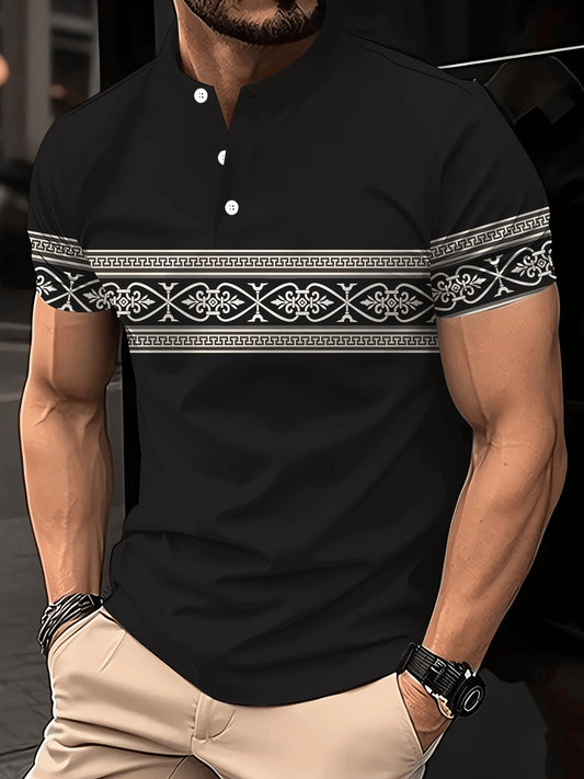 Men's Casual Short Sleeve Henley T-Shirt