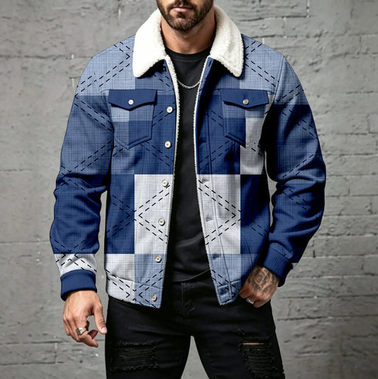 Men's Casual Checkered Print Cardigan with Buttons