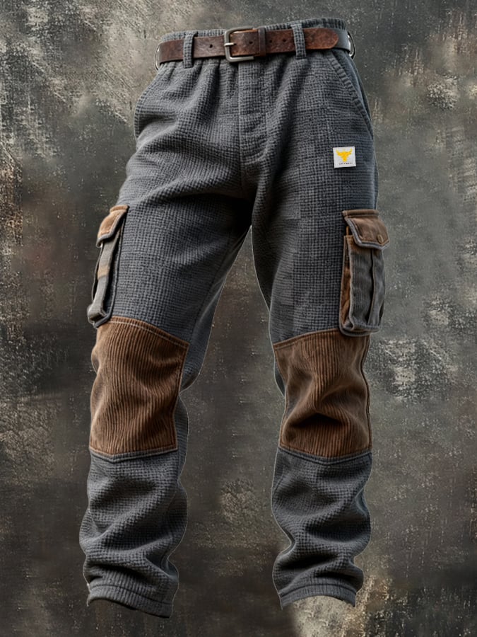 Men's Vintage Outdoor Knee Pad Waffle Pocket Work Pants