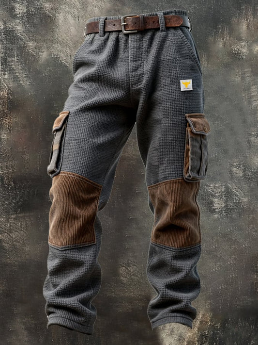 Men's Vintage Outdoor Knee Pad Waffle Pocket Work Pants