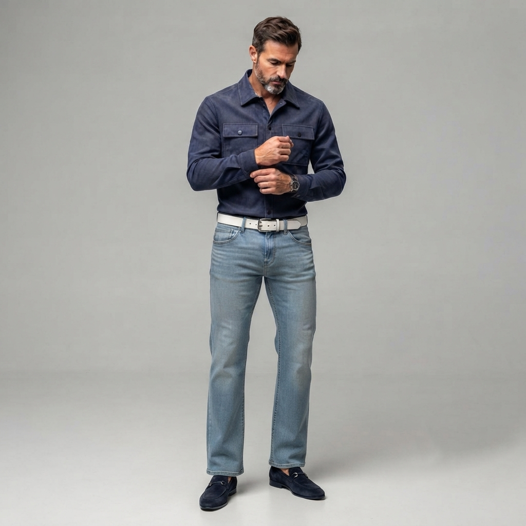 Men's Suede Solid Color Double Chest Pockets Snap Buttons Casual Long Sleeve Shirt