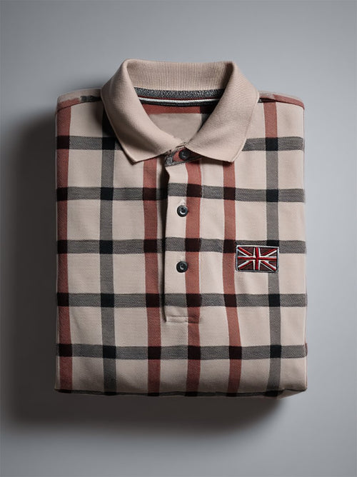 Men's Business Casual Union Jack Button Short Sleeve Polo Shirt