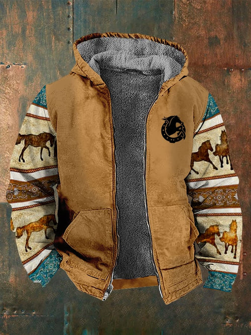 Casual Retro Men's Western Style Contrast Color Velvet Jacket