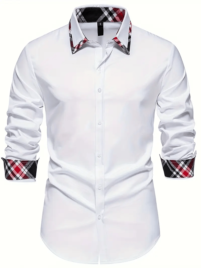 Men's Business Casual Printed Long Sleeve Shirt