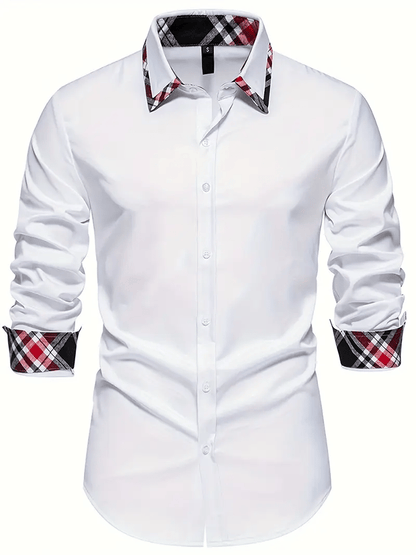 Men's Business Casual Printed Long Sleeve Shirt