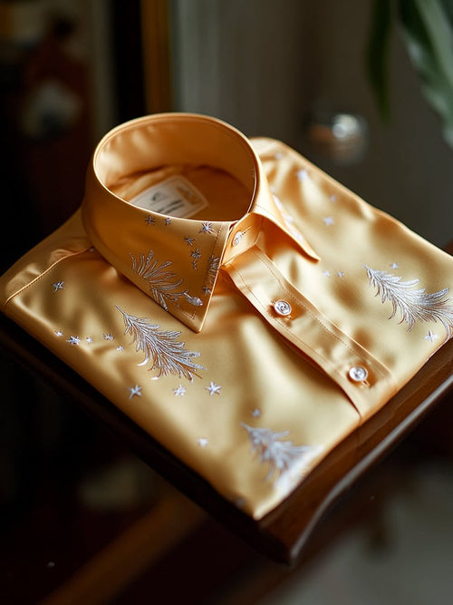 Men's Business Casual Christmas Tree Lapel Short Sleeve Shirt