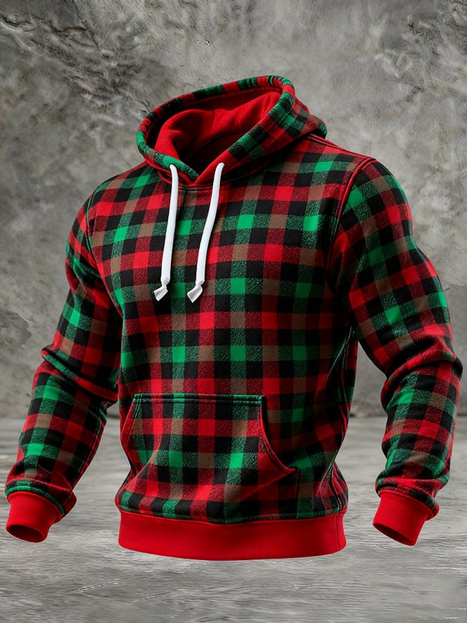 Men's Christmas plaid hoodie