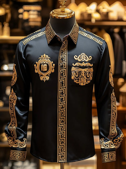 Men's Satin Luxe Long Sleeve Button Down Shirt