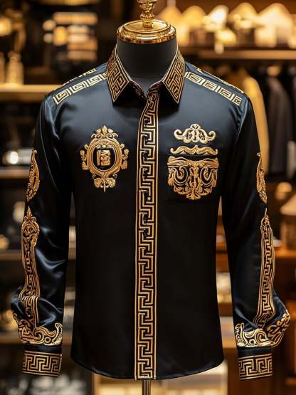Men's Satin Luxe Long Sleeve Button Down Shirt