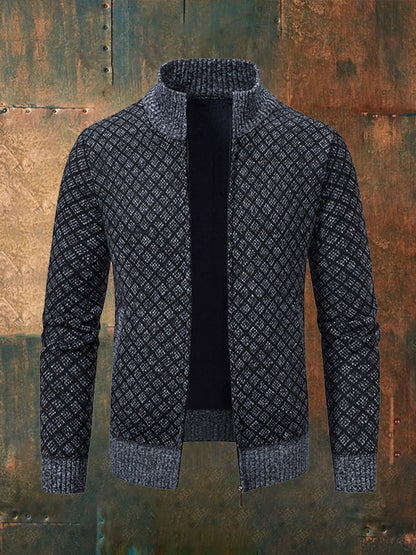 Men'S Stand Collar Casual Knitted Jacket