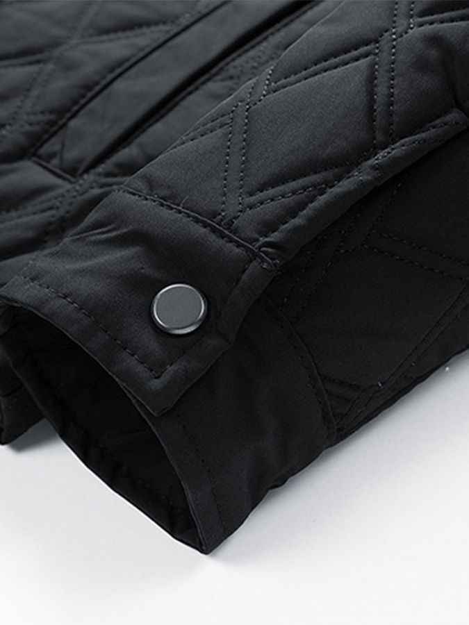 Men's Retro Diamond Pleated Cotton Multi-Pocket Casual Cotton Jacket
