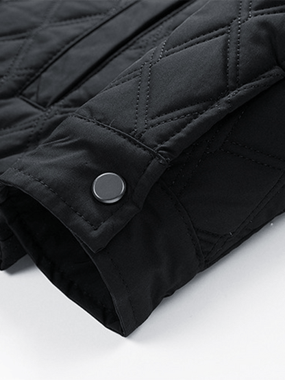 Men's Retro Diamond Pleated Cotton Multi-Pocket Casual Cotton Jacket