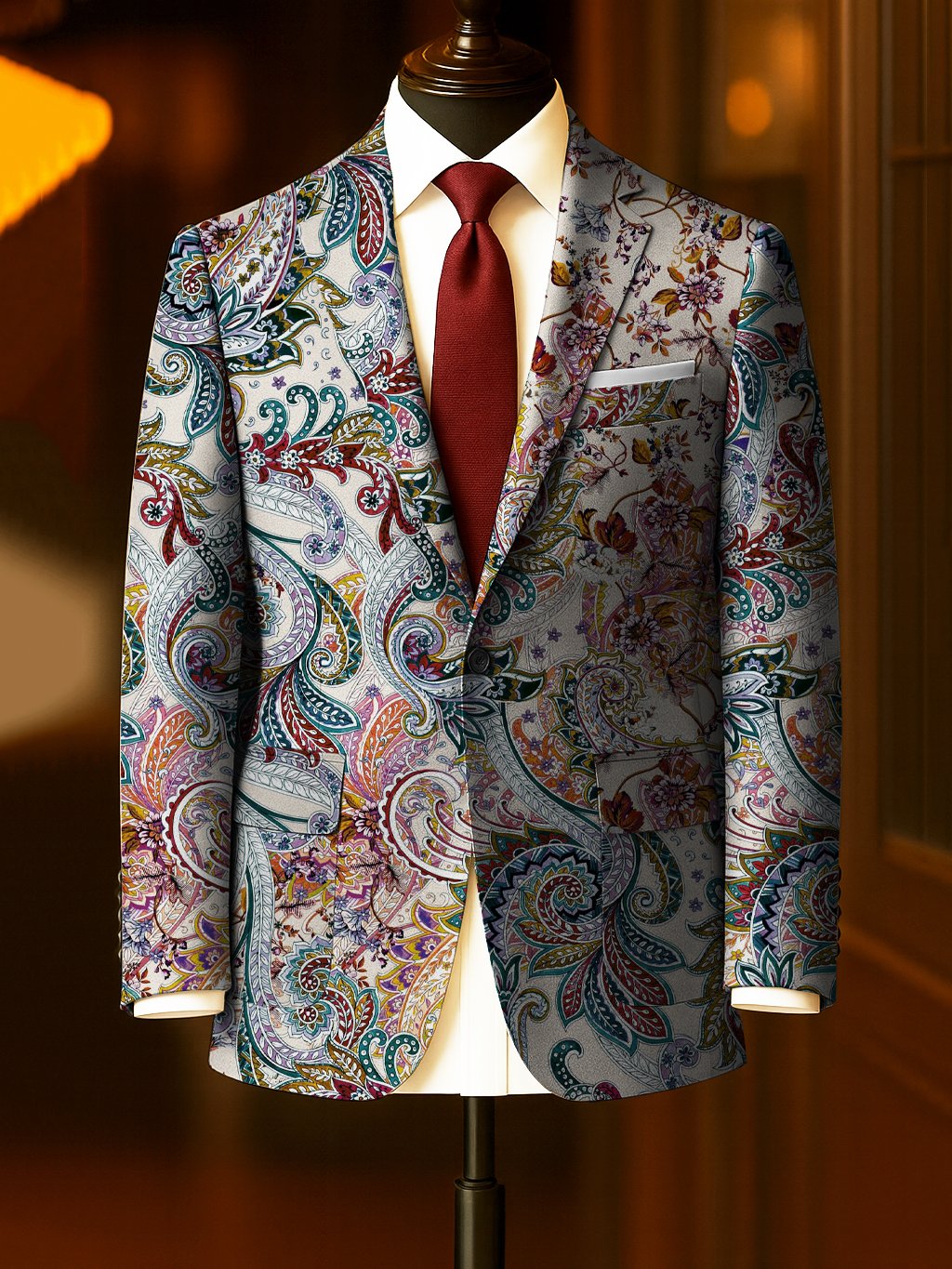 Men's Business Casual Large Pocket Print Blazers