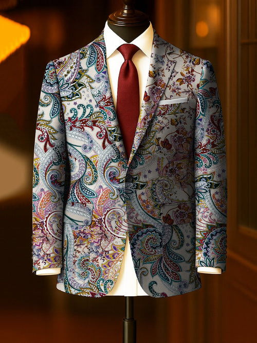 Men's Business Casual Large Pocket Print Blazers