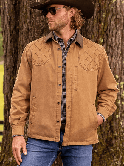 Men's Retro Western Colorblock Multi-Pocket Outdoor Outer Jacket