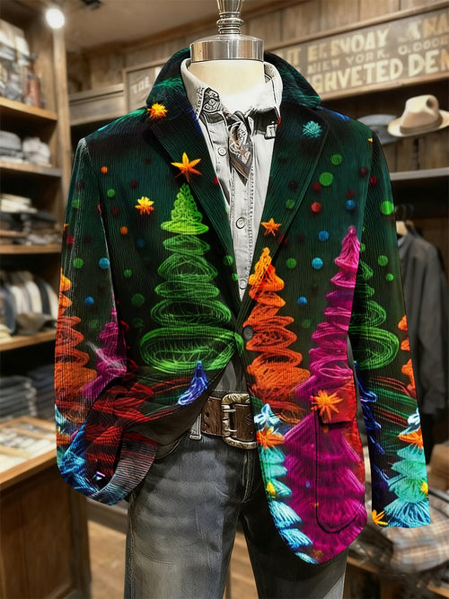 Men's Corduroy Christmas Tree Collar Suit Jacket
