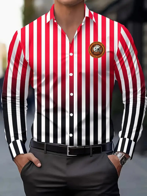 Men's Street Style Business Football Printed Long Sleeve Shirt