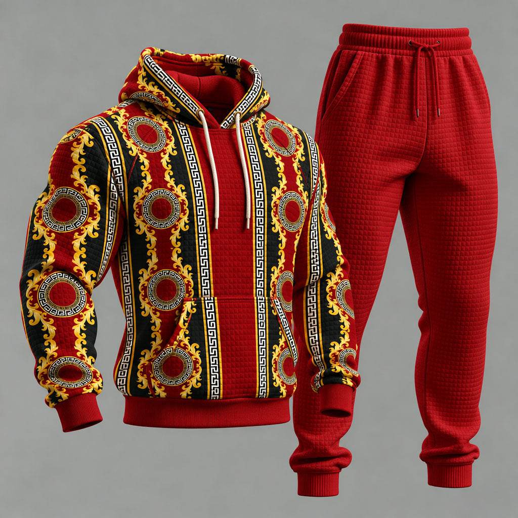 Men's Baroque-Print Hooded Sweatshirt and Sweatpants Set