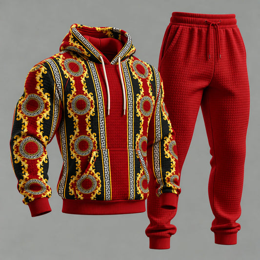 Men's Baroque-Print Hooded Sweatshirt and Sweatpants Set